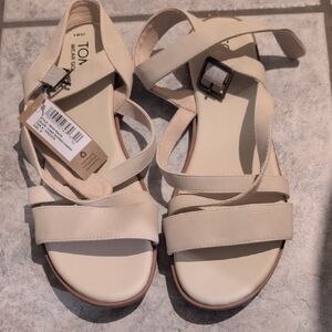 Toms Women's Cream Strappy Buckle Sandals